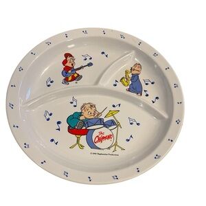 Vintage‎ Melamine Divided Plate 10” – Chipmunks Cartoon – Retro Kids Dishware